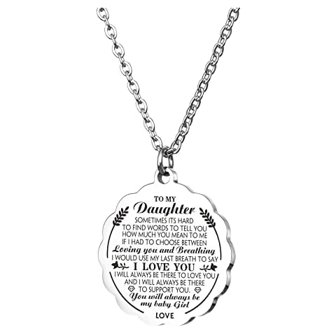 HOFOYA Inspirational Daughter Pendant Gifts to My Daughter Necklace From Dad Mom Christmas Birthday Gift for Daughter,Graduation Gifts Valentine's Day Gift Cover