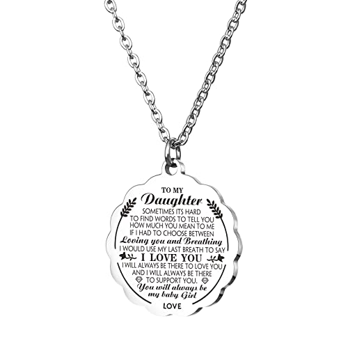 Hofoya Inspirational Daughter Pendant Gifts,To My Daughter Necklace From Dad Mom,Christmas Birthday Gift For Daughter,Graduation Gifts For Teen Girl,Valentine's Day Gift. #TOP4