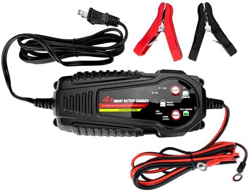 Banshee 12V / 6V Switchable 4A Smart Lithium & SLA Battery Trickle Charger Maintainer for Boat, RV, Car, Truck, Motorcycle, ATV
