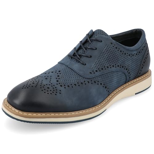 Image of Vance Mens Patrick Lace-up Hybrid Perforated Oxford Medallion Toe Tru Comfort Foam Casual Dress Shoe