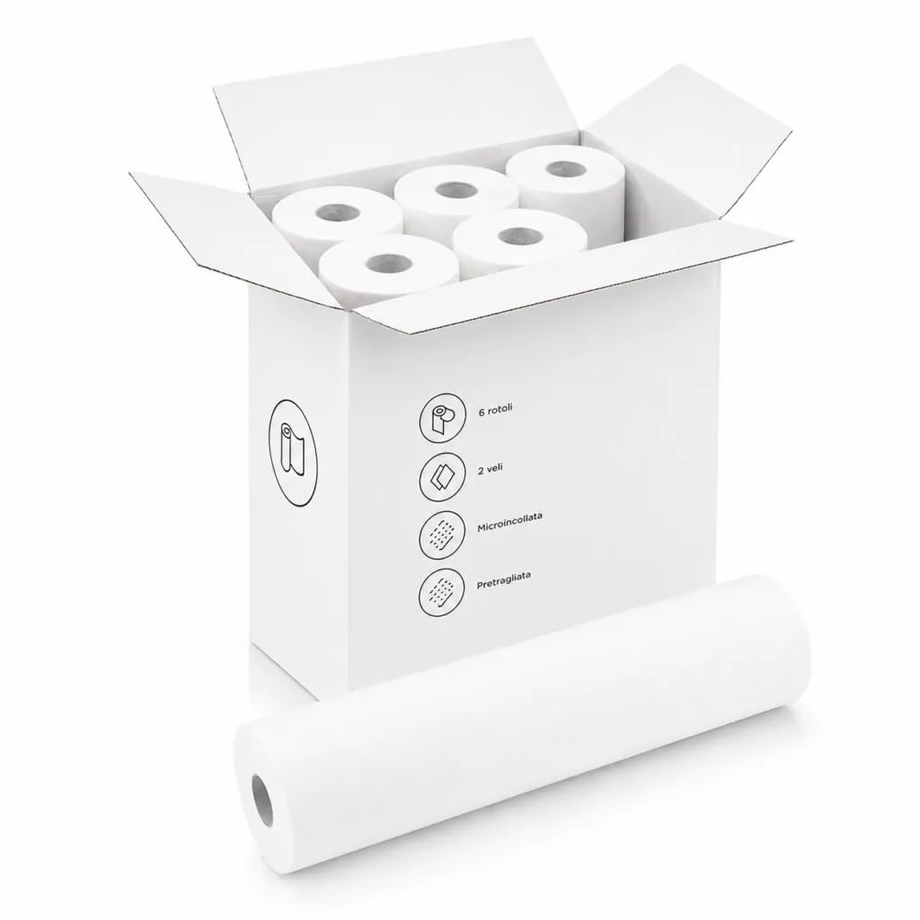 Lenzuolino Medico Monouso Rotolo Carta Lettino 12 Rotoli 60cm x 80mt - 2 Veli Microincollato, Studi Medici, Centri Estetici, Fisioterapia - LEN SERVICE