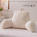 NTBED Sherpa Reading Pillow for Backrest with Arms, Large Adult Bed Rest Pillow Back Support for Sitting Up in Bed Chair Pillow (White)