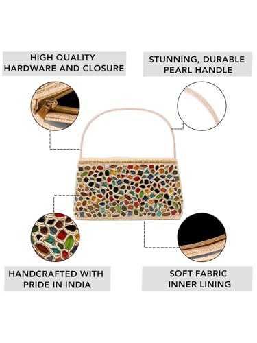 Image of Peora Malti Color Clutch Purses for Women Handmade Evening Handbags Bridal Clutch