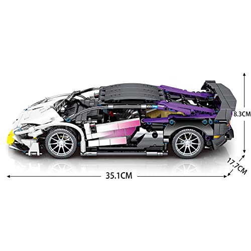 NEWRICE Supersportwagen Bausteine Sets,Maßstab 1:14 Automodell Bauspielzeug,Rennwagen zum Sammeln für Erwachsene,für… – Bild 6