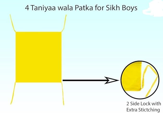 Cotton 4 Tani Patka-Four Tani/Strings Wala Patka Sikh Kids & Boys Bandana-Pack of 5 Black Color, 70x70Cm
