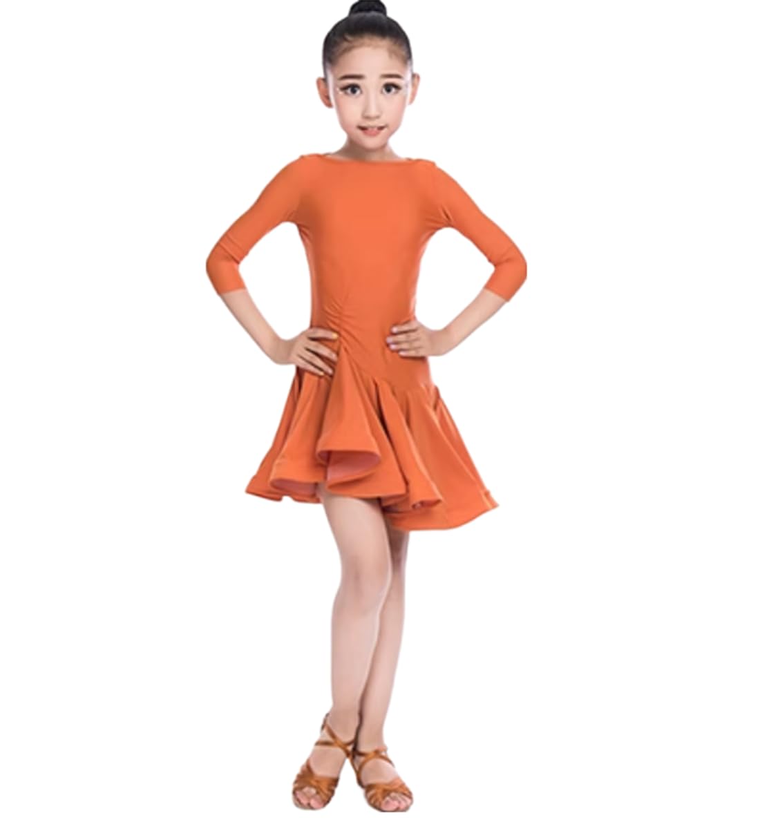 Robe de danse latine fille pour entraînement de salsa et cha-cha-cha