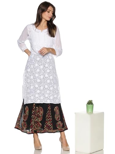 Women's Beautiful Chikan Hand-Made Regular Fit Black Georgette Palazzo Or Trousers4