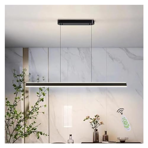 Lustre LED suspendu dimmable noir 48W L100cm avec télécommande