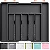 Lifewit Silverware Drawer Organizer, Expandable Utensil Tray for Kitchen, BPA Free Flatware and Cutlery Holder, Adjustable Plastic Storage for Spoons Forks Knives, Large, Black