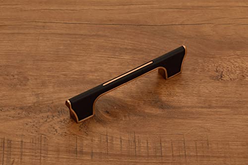 Image of HARMONUS ,Fancy Zinc Kitchen Cabinet Handle /Pull Handle /Door Handle /Drawer Handle, Rose Gold - Black Finish, Zinc Alloy, 160 MM (8 Inch), 7 PCS HCRGBR-153-7-160MM
