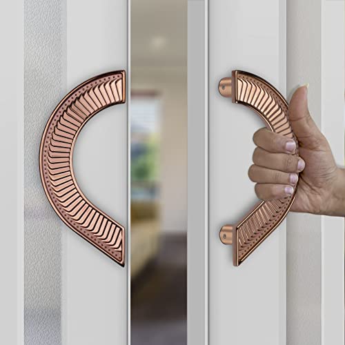 Image of Plantex Heavy Duty Main Door Handle /Door Handle for Main Door /Round Shape Main Door Handle 8 inches /Pull Push Door Handle Set- Pack of 1 (321-PVD Rose Gold Finish) - 3 Years Warranty