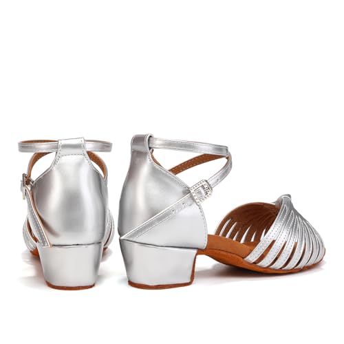 Latin Ballroom Dance Shoes Girls Latin Dance Shoes Low Heels Salsa Tango Professional Performance Practice Dance Shoes for Girls Kids 3cm Heel4