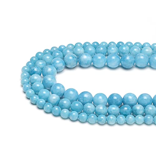 35Pcs 10Mm Blue Chalcedony Loose Beads For Jewelry Making, Natural Semi Precious Beads Round Smooth Gemstone Spacer Beads Charms For Necklaces Bracelets #TOP3