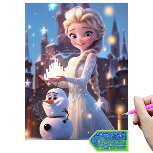 QDUODUO Peinture diamant pour enfants et adultes, débutants, Reine des Neiges Eisa, Princesse 5D, 30 x 40 cm, grande peinture diamant, kit de fabrication de...