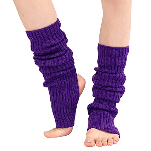 Generic Damen Mädchen Ballettstulpen mit Fersenloch Beinwärmer Ballett Yoga Stulpen Legwarmer Beinstulpen ca. Stützstrümpfe Armstulpen (Lila, Einheitsgröße)