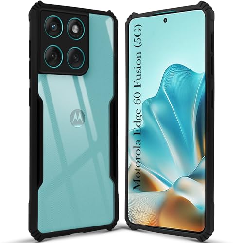 Image of Jkobi Back Cover Case for Motorola Moto Edge 60 Fusion (Shockproof with Polycarbonate Clear Panel | Professional Black)