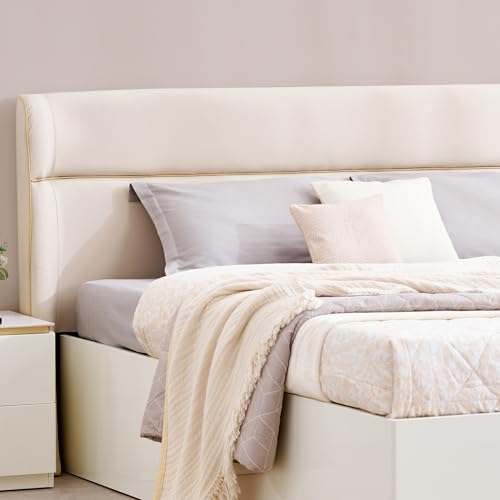 Image of Home Centre Senorita Elena Queen Bed |Engineered Wood with Hydraulic Bed Queen Bed| (Cream) |1 Year Warranty