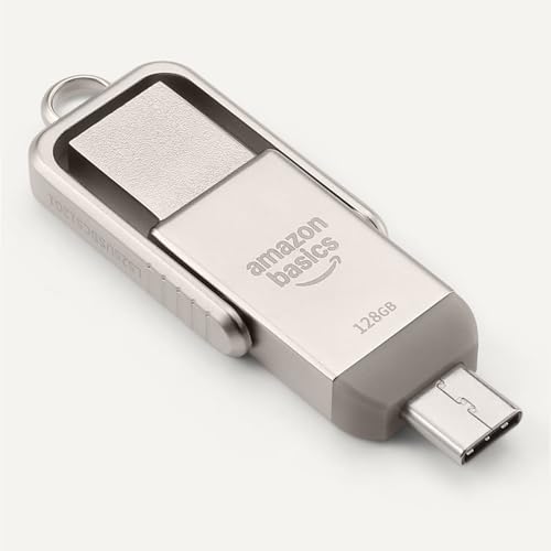 Amazon Basics 128GB USB Flash Drive, Thumb Drive Memory Stick with USB C and USB A Dual Ports, Champagne Silver by Amazon Basics - Image 5