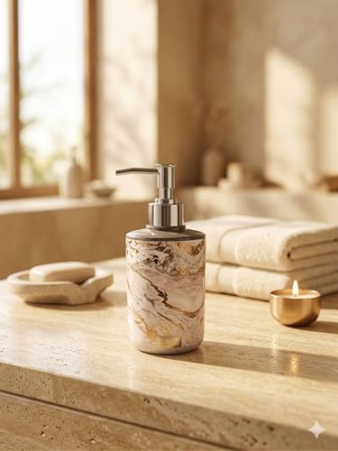 Image of Italian Design Liquid Soap Dispenser| Sanitizer Dispenser | Lotion Dispenser | Shampoo Dispenser | Handwash Bottle | Metallic Grey Finish, 350ml (Twinkle Silver White)