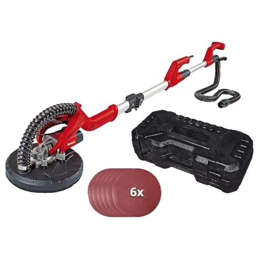 Einhell Pulidora de obra seca TC-DW 225 (600 W, máx. 1500 min.-1 velocidad en vacío, mango telescópico, para discos con velcro, incluye 6 discos de lijado de 225 mm de diámetro )