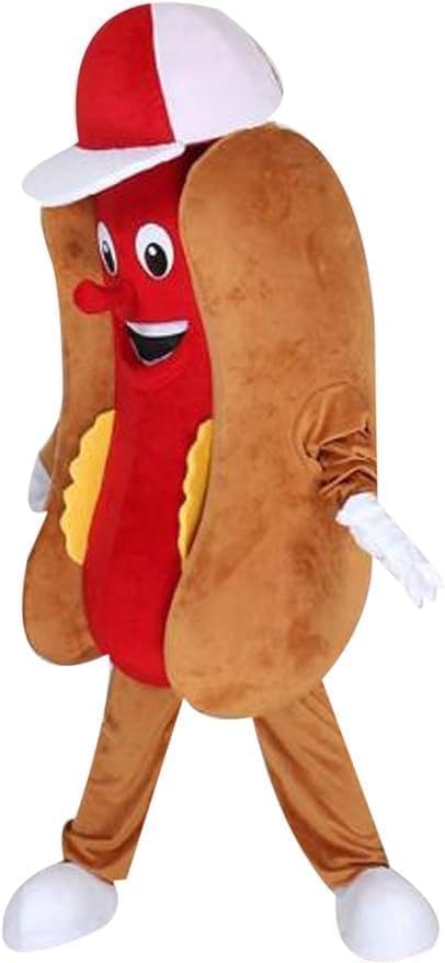 Hot Dog Mascot Costume Adult Size for Men & Women with Built-in Fan Inside the Head