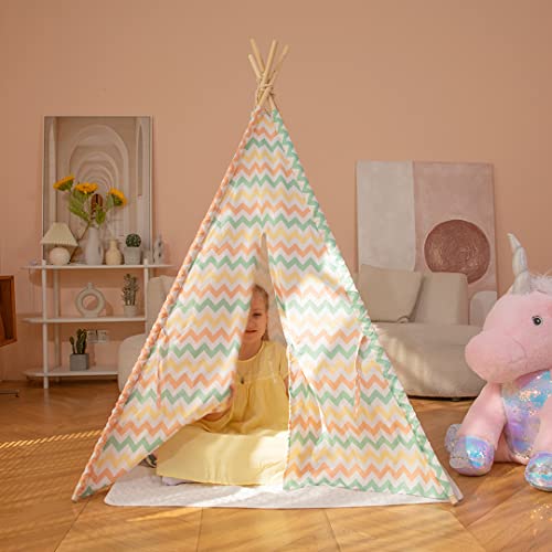 Meland Teepee Tent For Kids Indoor - Toddler Teepee For Boys & Girls With Mat, Carry Bag - Canvas Foldable Tee Pee Play Tent For Birthday Christmas #TOP4