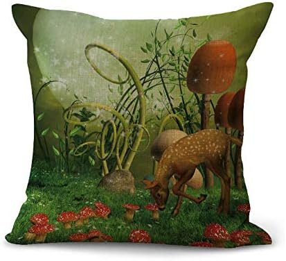 Hengjiang WEIANG Cushion Cover Holy Deer Dream Sika Deer Creative Art Pillow Case Home Bar Club Car Bed Decor Sofa Cushion Cover (18x18 inch/ 45x45cm) MY-A1151-01 (#09)