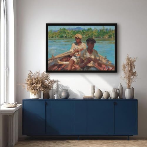 Toile Black River Boatmen de Henry Scott Tuke : décoration murale de qualité avec cadre - 4