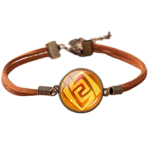 pour Yuanshen éléments périphériques Bracelet en Corde de Laine de Roche, Accessoires périphériques de Jeu de rôle, Bracelet Manchette Oeil de Dieu Rond Bijoux en Verre réglables, Rock