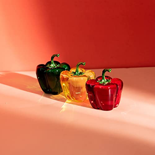 Besportble Crystal Figurines Collectibles Crystal Chili Figurines, Faux Crystal Bell Pepper Artificial Fruit Crystal Fruit Decor For Car Interior Table Office Home (Red) #TOP1