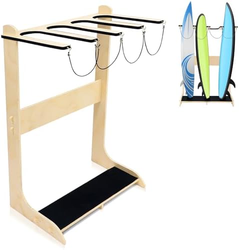 Yuntau Vertical Surfboard Rack Freestanding Wood Storage Stand, 4...