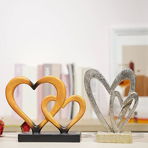 Guichifun Couple Gifts Modern Farmhouse Decor - Resin Heart Sculpture Home Décor Valentine's Day Great Gift For Husband Wife Mother Father Wedding Vows Romantic Gifts 5 X 2.25 X 6.5 Inch #TOP3