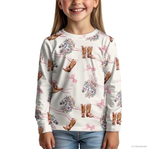 Image of Renewold Boys Girls Tees Kids T-Shirt Long Sleeve Crewneck T Shirts Casual Athletic Tops Clothing for Home School Travel