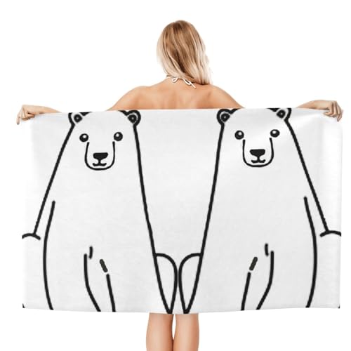 Serviette de bain microfibre imprimée ours polaire grand format douche - 3