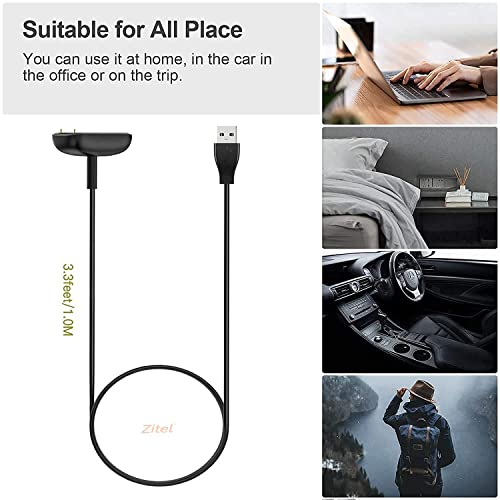Image of Zitel Charger Compatible with Fitbit Charge 6 Charging USB Cable - Black