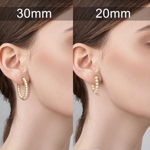 Pearl Earrings for Women Gold Pearl Earrings Hoop Earring for Women 14K Gold Hoop Earring Huggie Hoops 20/30mm2