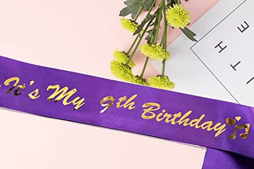 Corona de cumpleaños 9 años con tiara morada ajustable y estable 5