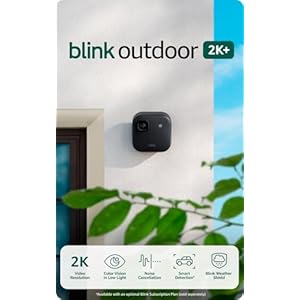 Blink Outdoor 2K+ (newest model) — Wireless smart security camera, 2K video resolution, enhanced audio, two-year battery. Sync Module Core included — 1 camera system (Black)