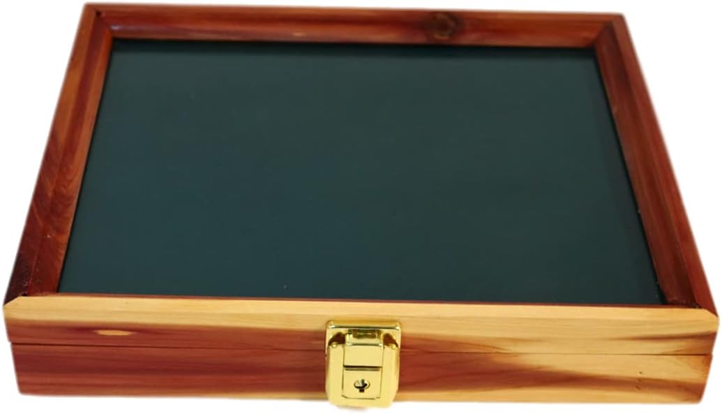Wood Display Case for Collectibles, Knives, Arrowheads, Pins, Medals and More (18 x 12 x 3, Cherry)