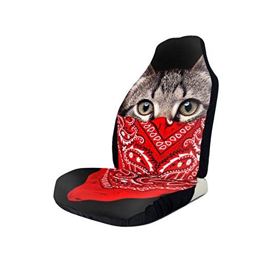 NiYoung Car Seat Covers Premium Bucket Seat Cover Machine Washable Car Decoration Car Protectors for Car, SUV & Truck, Gangster Cat Red Black