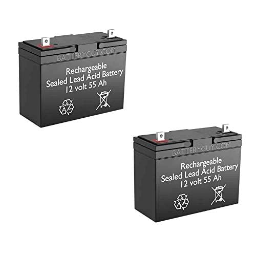 BatteryGuy 600 ES Replacement 12V 55Ah SLA Batteries Brand Equivalent (Rechargeable) - Qty of 2