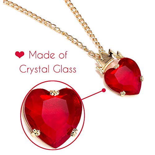 Necklace For Evie Costume Jewelry For Girls Halloween Dress Up Necklace For Evie Fans With Red Heart Glass Pendant #TOP3