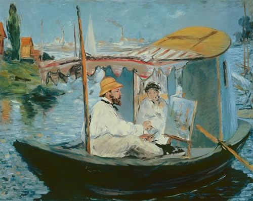 Lienzo Monet nel suo studio galleggiante Edouard Manet impresión artística de alta fidelidad