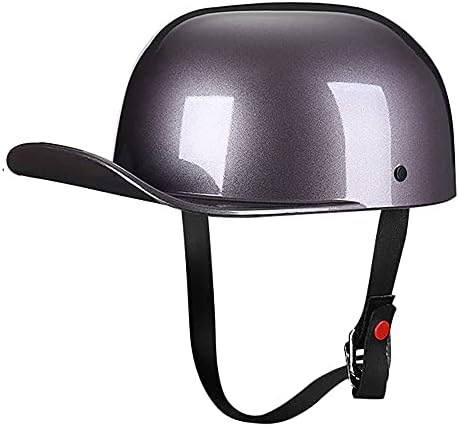 Woljay Vintage Open Face Motorcycle Helmet Retro Baseball Cap Half Helmets Men Women for Scooter Moped Cap Street Cruiser Jet - DOT Certified (XX-Large, Silver)
