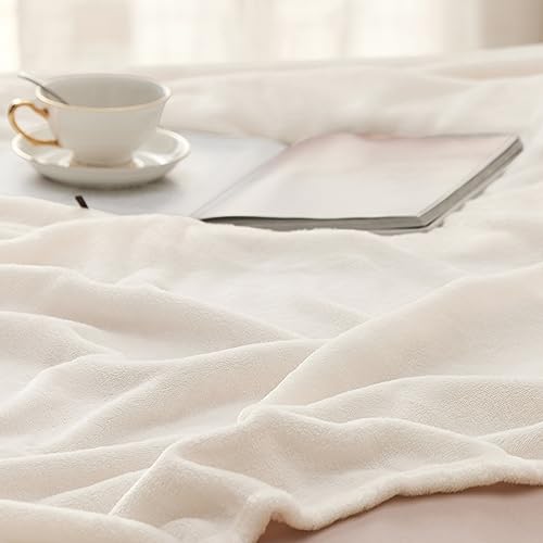 Image of Bedsure GentleSoft Fleece Blankets Queen Size Cream - Mothers Birthday Gifts for Women Bed Blanket Soft Lightweight Plush Fuzzy Cozy Luxury Microfiber, 90x90 inches
