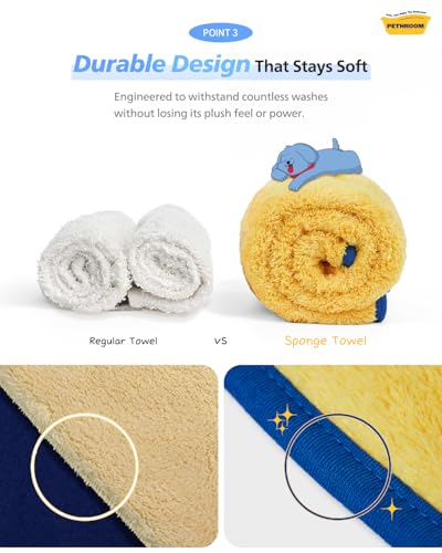 Image of PETHROOM Ultra Absorbent Pet Towel | Quick-Drying, Soft Microfiber Dog & Cat Bath Towel | Lightweight, Durable, Fast Water-Soaking | Ideal for All Breeds (Medium) 15.7 inch x 31.5 inch