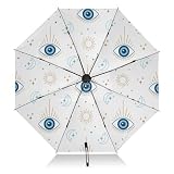 Kigai 46in Magic Evil Eye Travel Umbrella, Lightweight Folding Umbrellas, Outdoor UV Protection & Waterproof Dual-Use Automatic Opening and Closing Portable Umbrella for Men, Women