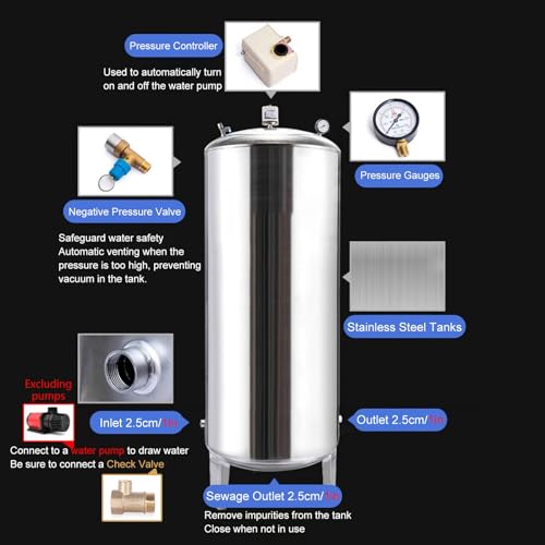 Serbatoio dell'acqua pressurizzata, contenitore verticale per acqua potabile in acciaio inox, ideale per cantina e cucina