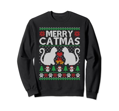 Merry Catmas - Pijama de Navidad con diseño de gatos y gatitos Sudadera