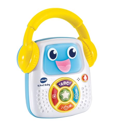 VTech Dj Baby, Giocattolo Musicale Interattivo con 5 Modalità di Gioco, 30 Melodie, Funzione Registrazione, Luci e Spegnimento Automatico, Lingua Italiana, Batterie Incluse, 9-36 Mesi